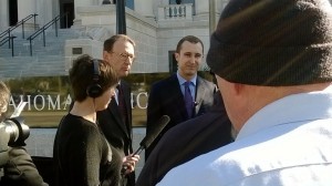 OCPA's Dave Bond and attorney Robert McCandless at today's news conference